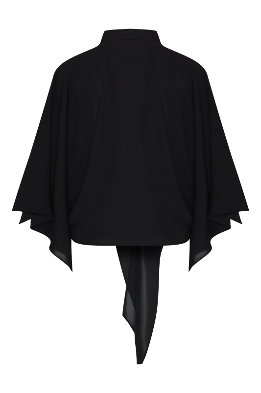 Şal Yakalı Yarasa Kol Kimono Siyah - 6
