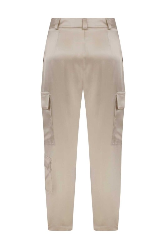  Saten Kargo Kadın Pantolon Bej - 4