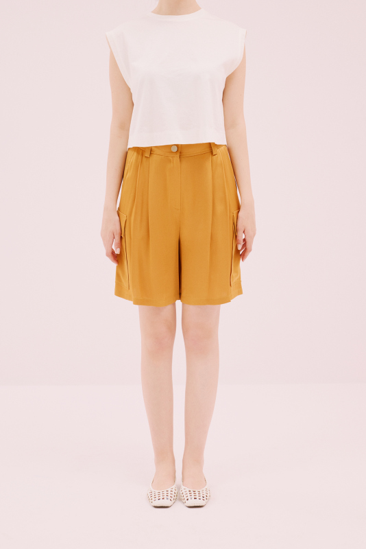 Saten Şort Hardal - 1