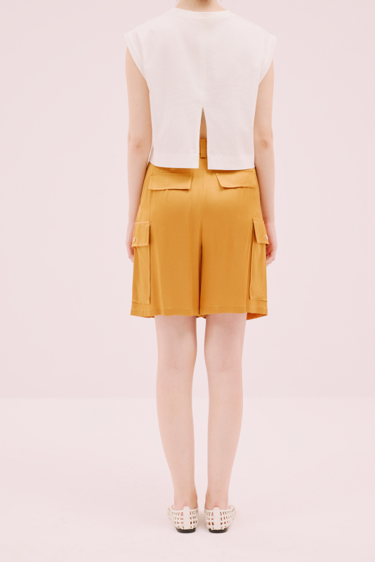 Saten Şort Hardal - 2