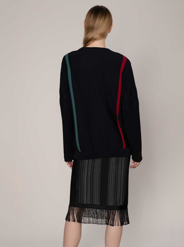  Şerift Detaylı Triko Siyah - 2