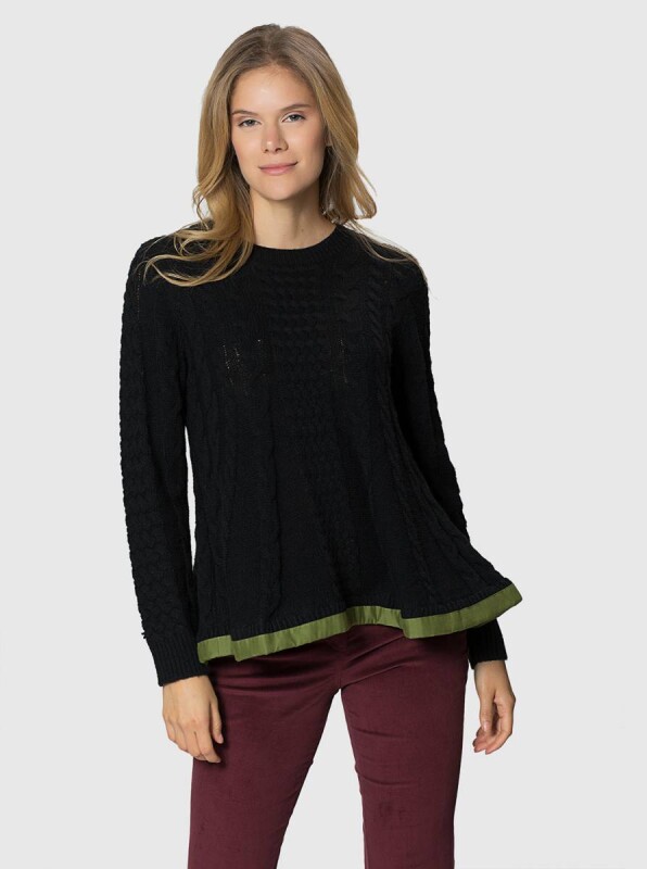 Şerit Detaylı Yün Triko Standart Renk - Roman