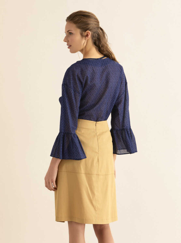 Şerit Detaylı Etek Bej - 2