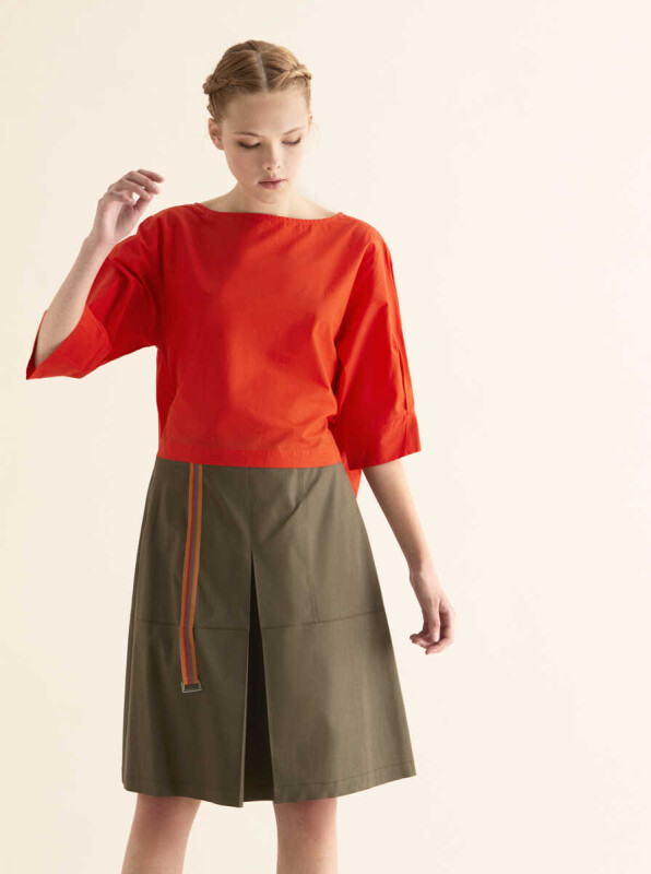 Şerit Detaylı Etek Haki - 3