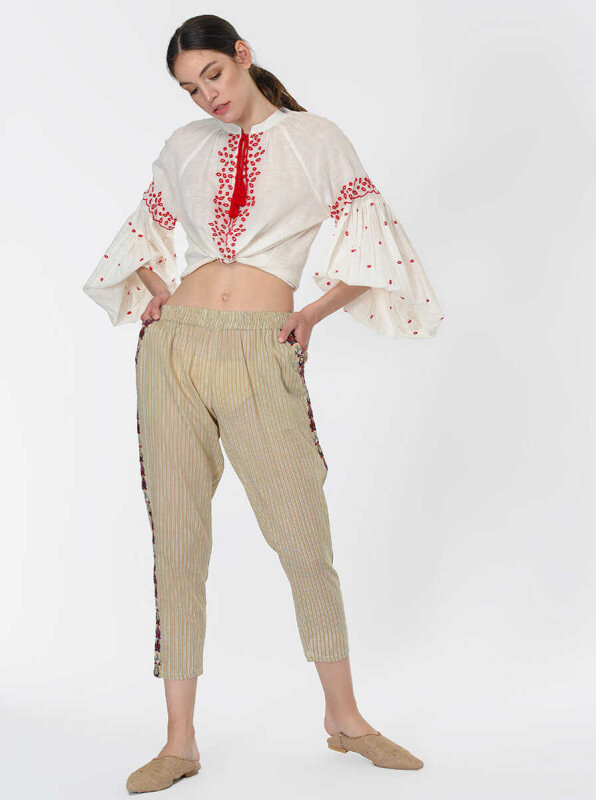 Şerit Detaylı Pantolon Standart Renk - 4