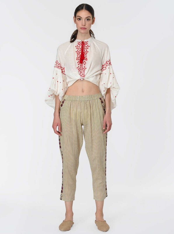 Şerit Detaylı Pantolon Standart Renk 