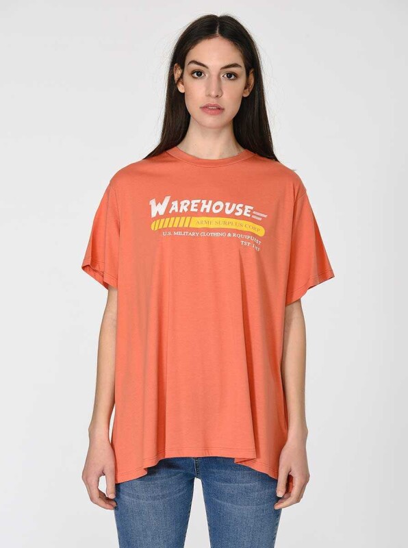 Şerit Detaylı T-Shirt Oranj 
