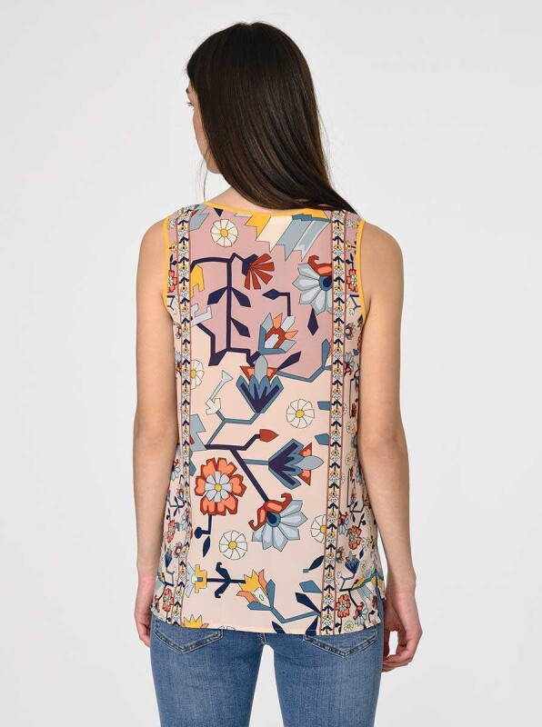 Sıfır Kol Desenli Bluz Standart Renk - 2