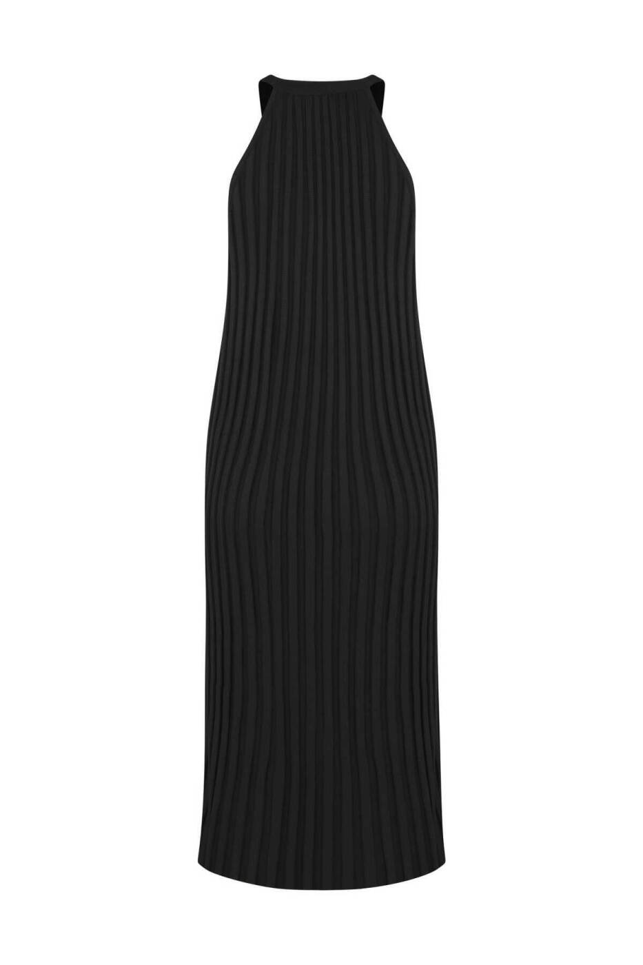 Sıfır Yaka Uzun Elbise Siyah - 4