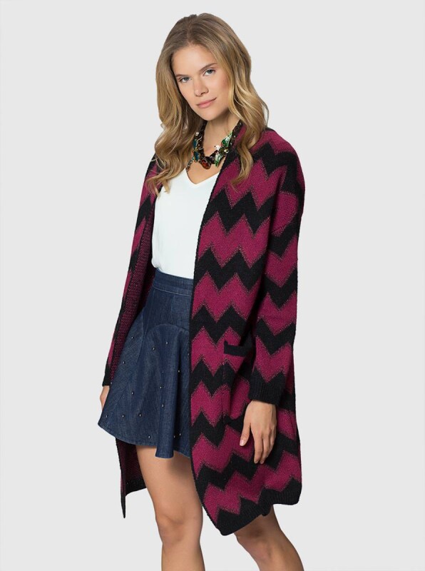  Simli Zig Zag Desenli Triko Hırka Standart Renk - 4