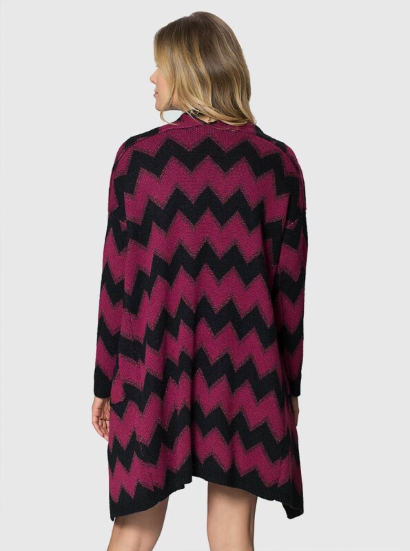  Simli Zig Zag Desenli Triko Hırka Standart Renk - 2