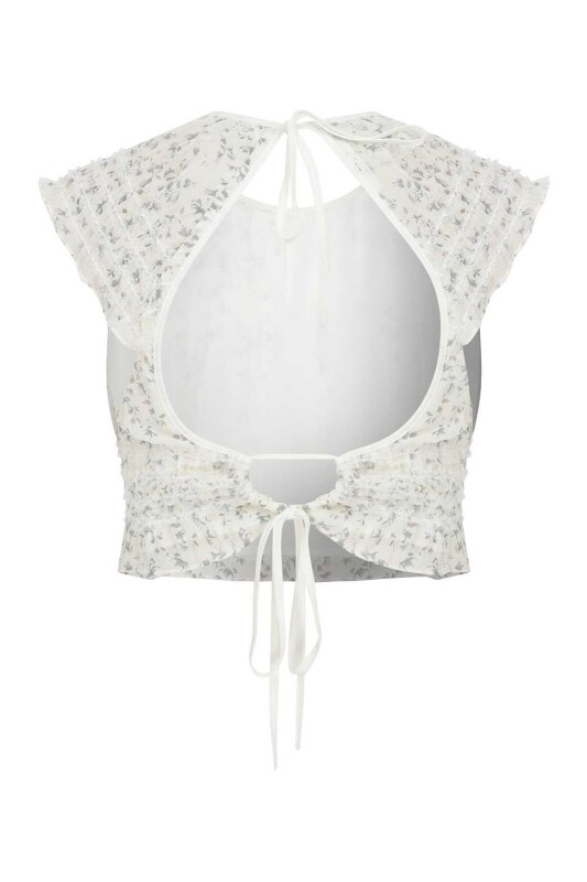 Sırt Dekolteli Desenli Bluz Standart Renk - 5