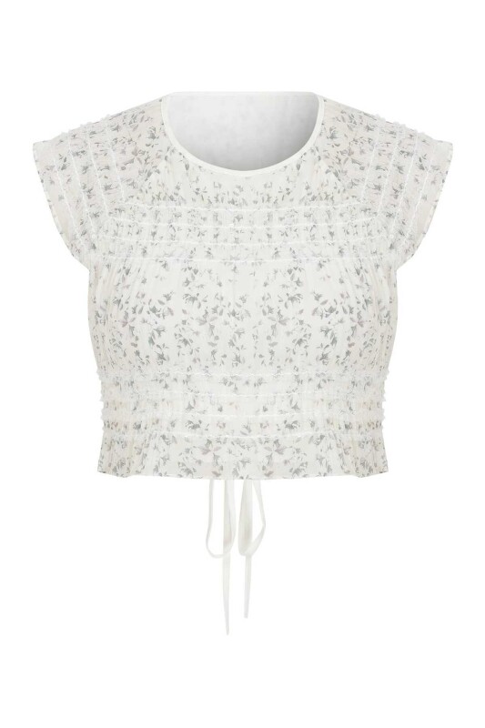 Sırt Dekolteli Desenli Bluz Standart Renk - 4