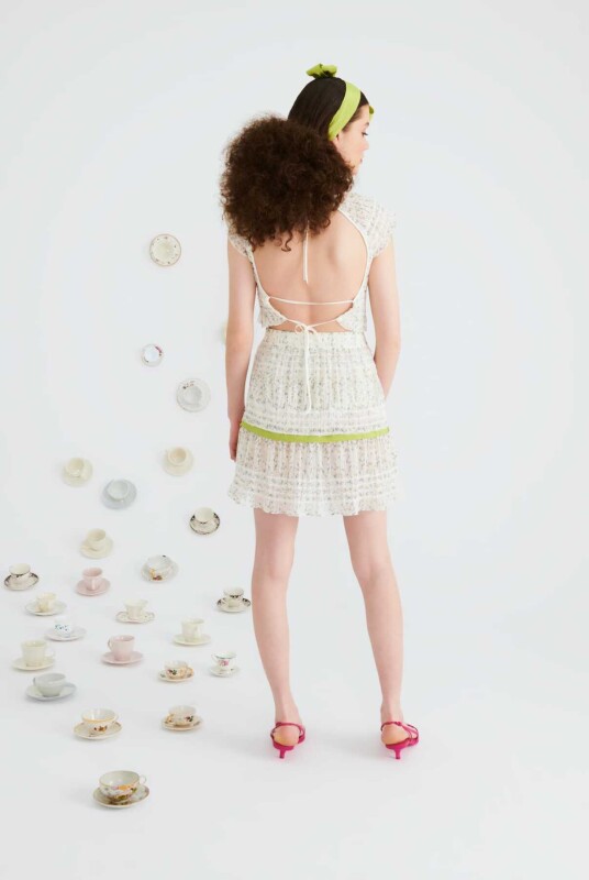 Sırt Dekolteli Desenli Bluz Standart Renk - 2