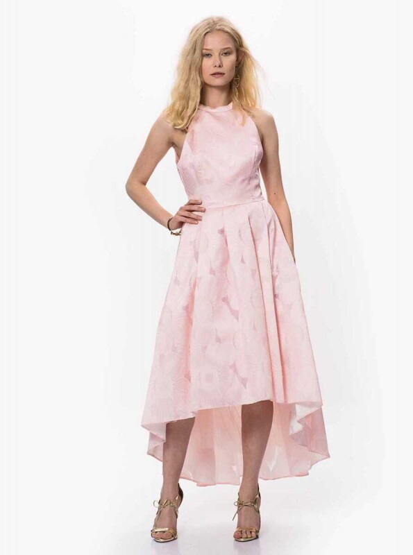 Sırt Detaylı Abiye Elbise Pembe - 3