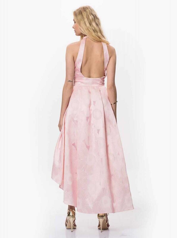 Sırt Detaylı Abiye Elbise Pembe - 2