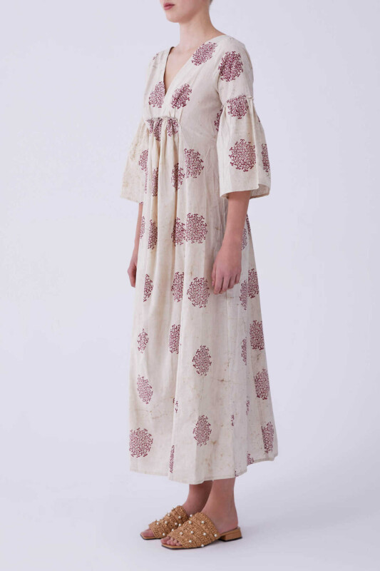 Sırt Detaylı Desenli Uzun Elbise Standart Renk - 3