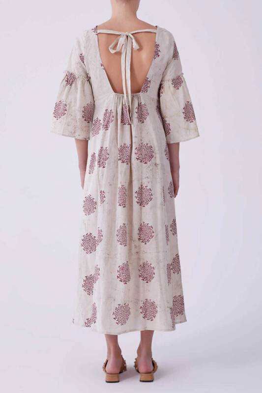 Sırt Detaylı Desenli Uzun Elbise Standart Renk - 2