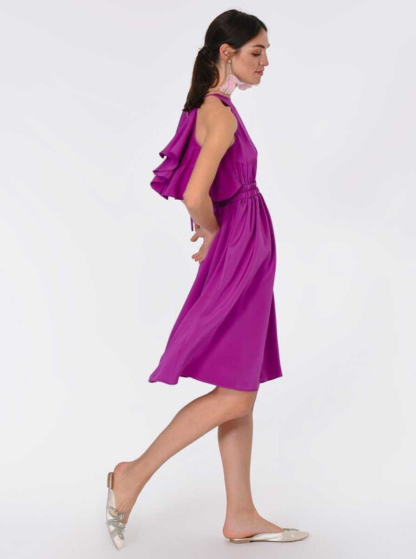 Sırt Detaylı Günlük Elbise Mürdüm - 3