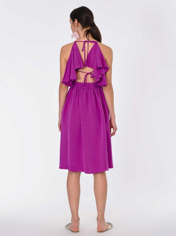 Sırt Detaylı Günlük Elbise Mürdüm - 2