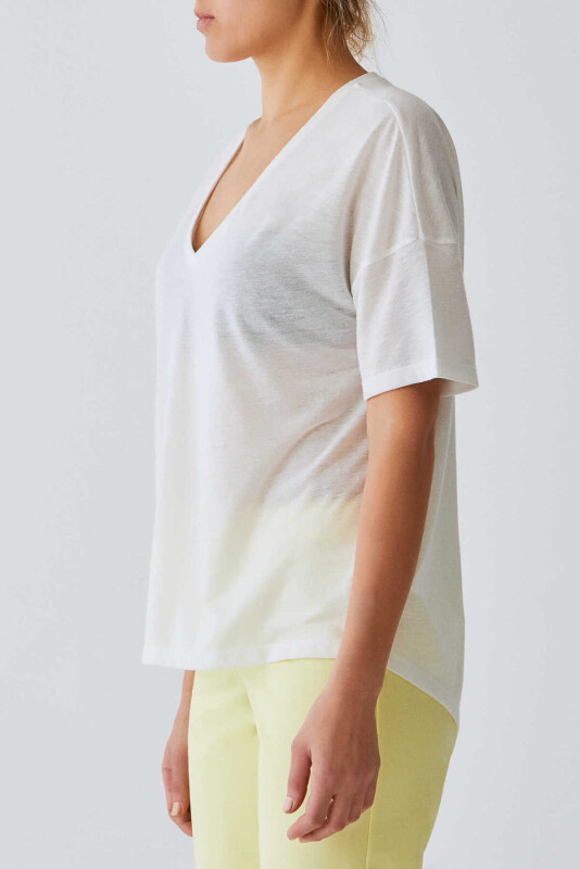 Sırt Detaylı Kadın T-Shırt Ekru - 3