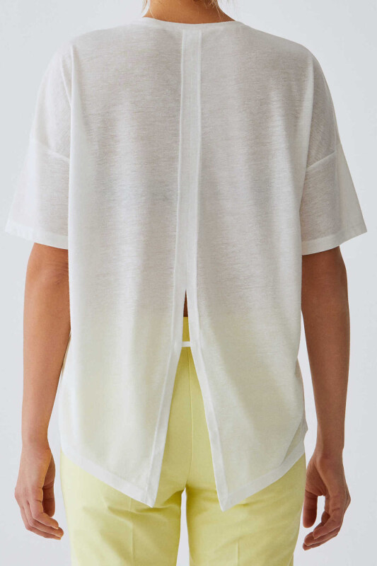 Sırt Detaylı Kadın T-Shırt Ekru - 2