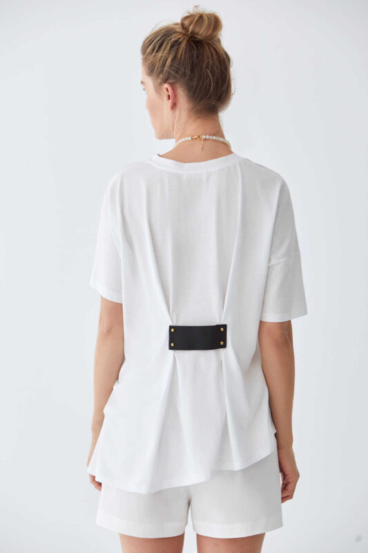 Sırt Detaylı T-Shirt Beyaz - 2