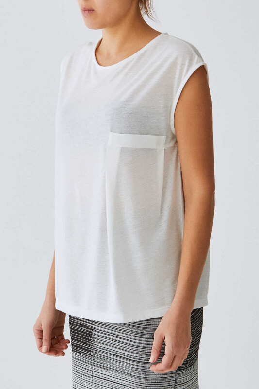 Sırt Detaylı T-Shırt Ekru - 3