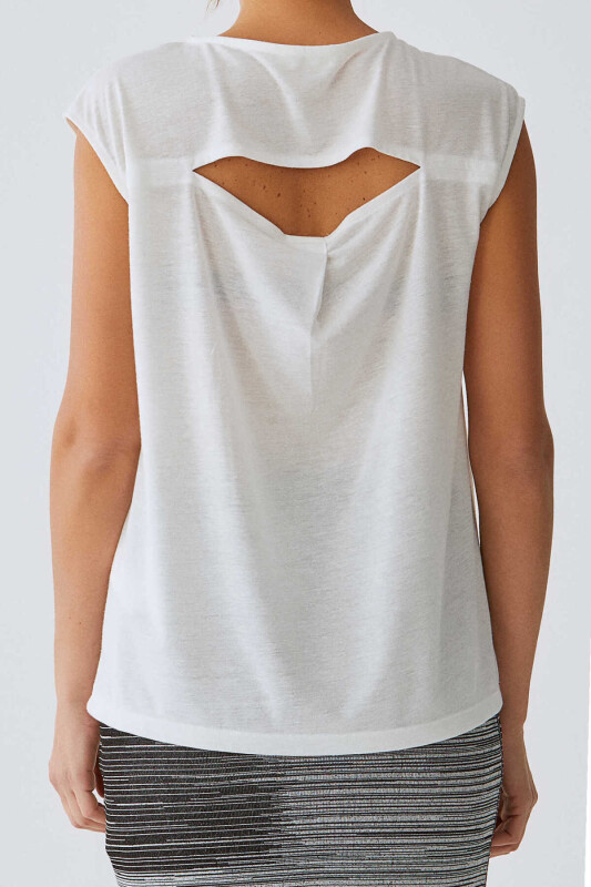 Sırt Detaylı T-Shırt Ekru - 2