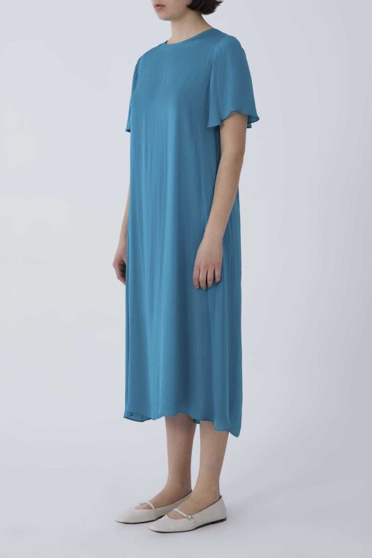 Sırt Detaylı Yeşil Midi Elbise Yeşil - 3