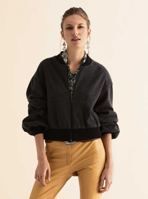  Sırt Figürlü Bomber Ceket Antrasit - 1