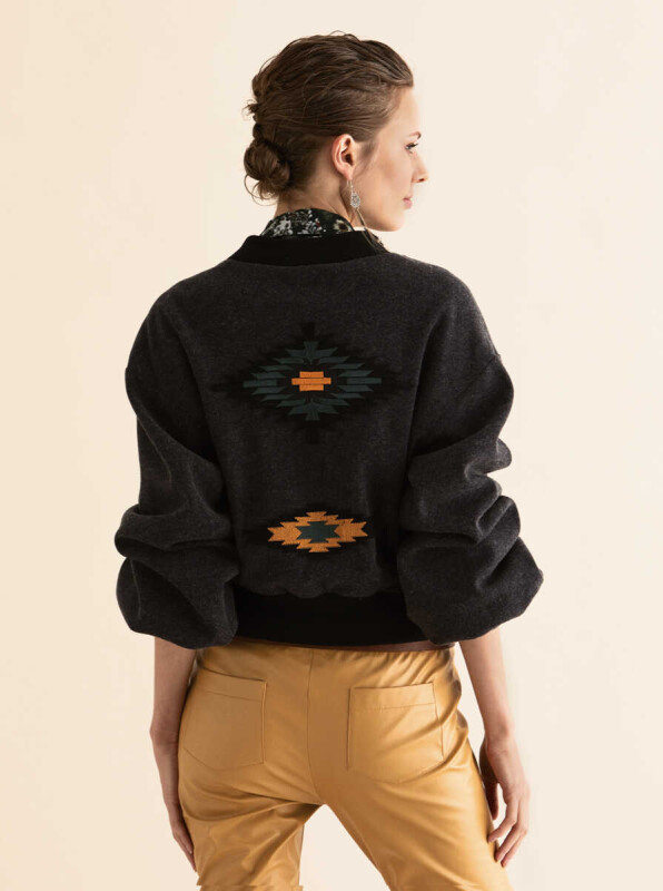  Sırt Figürlü Bomber Ceket Antrasit - 2