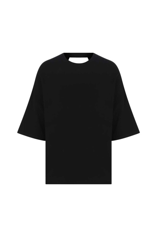 Sırtı Zincirli Aksesuarlı Triko Siyah - 4