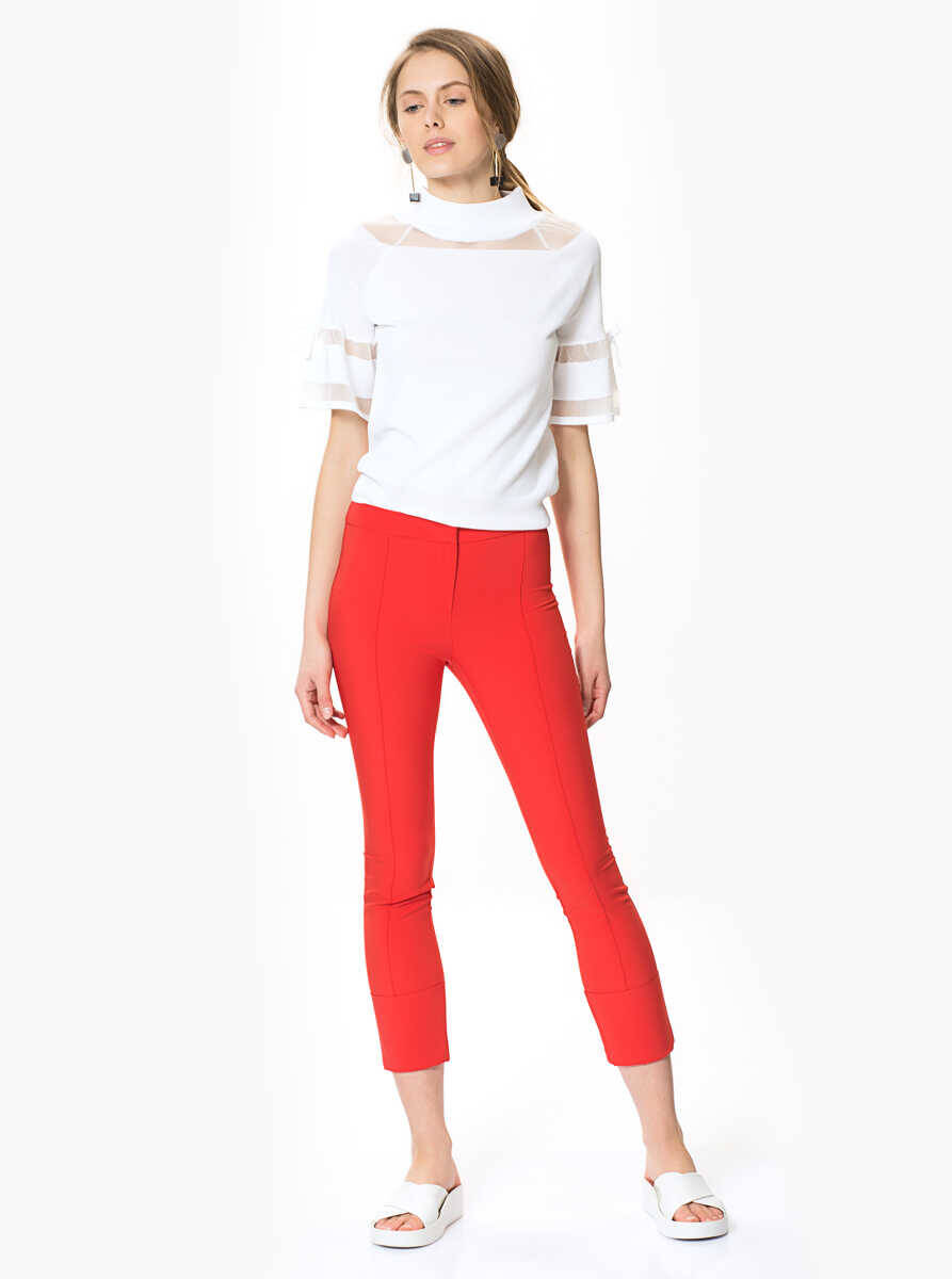 Skinny Kadın Pantolon Kırmızı - 1