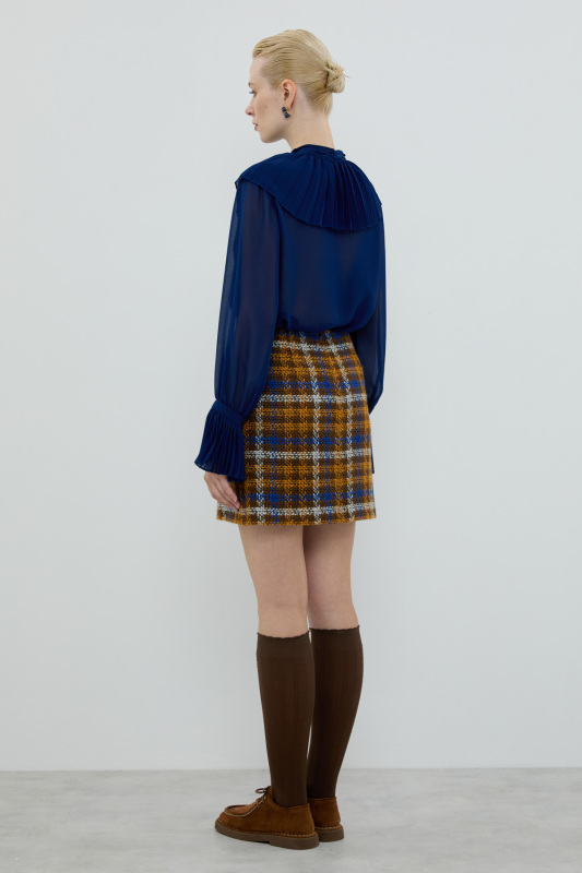 Ekose Tüvit Mini Etek Standart Renk - Roman (1)