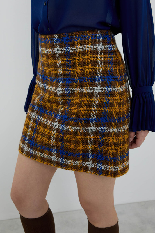 Ekose Tüvit Mini Etek Standart Renk - 3