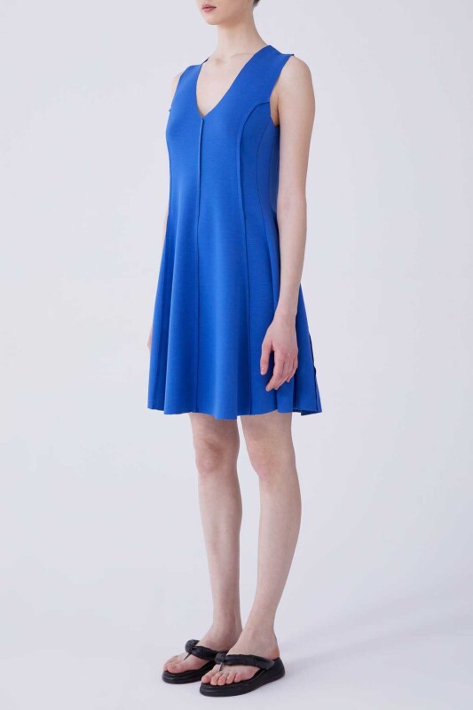 Sweat Mini Elbise Saks - 3