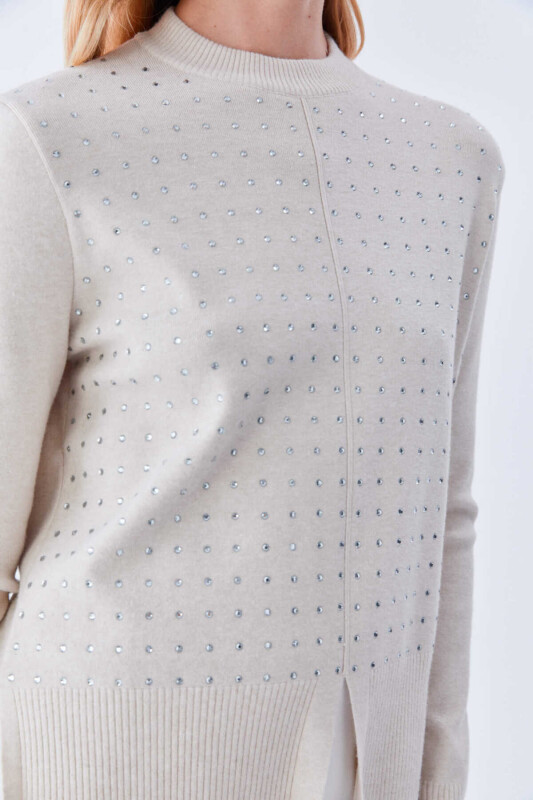  Taş Aksesuarlı Triko Kazak Taş - 3