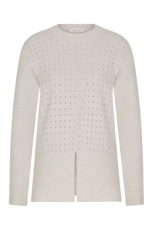  Taş Aksesuarlı Triko Kazak Taş - 4