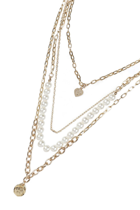  Taş Detaylı Çoklu Zincir Kadın Kolye Gold - 2