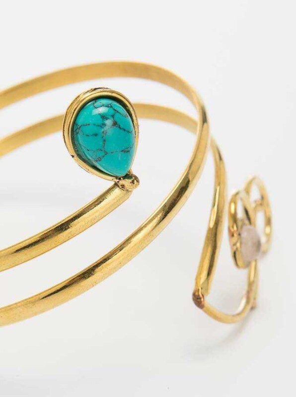 Taş Detaylı Desenli Gold Kadın Bilezik Standart Renk - 2