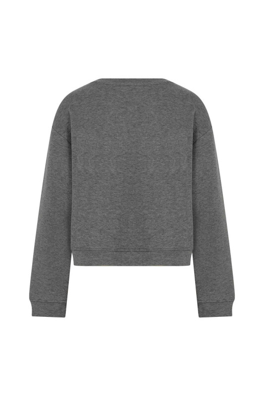  Taş Detaylı Kadın Sweatshirt Gri - 5