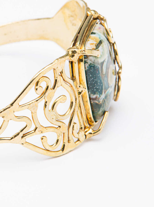 Taş Detaylı Metal Desenli Gold Bileklik Standart Renk - 2