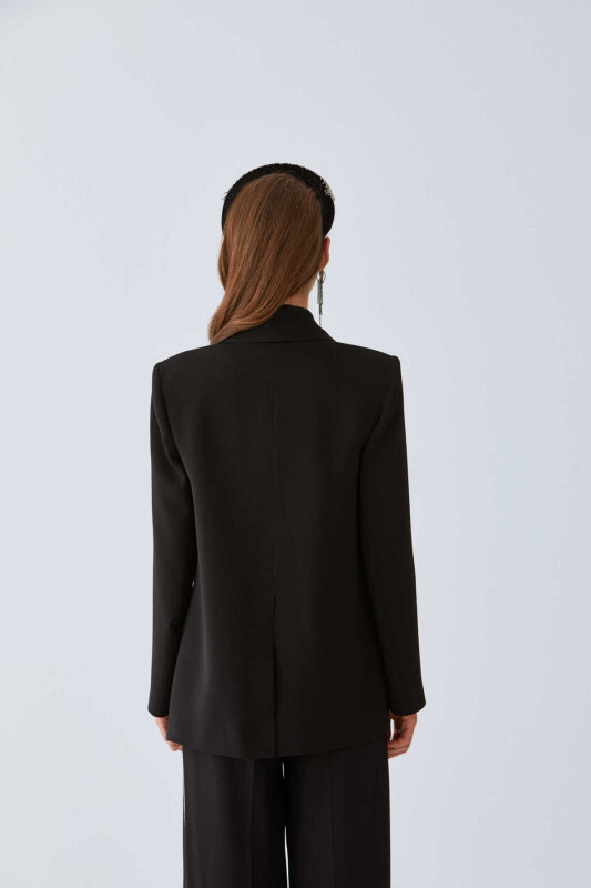  Taş Detaylı Yırtmaçlı Ceket Siyah - 2