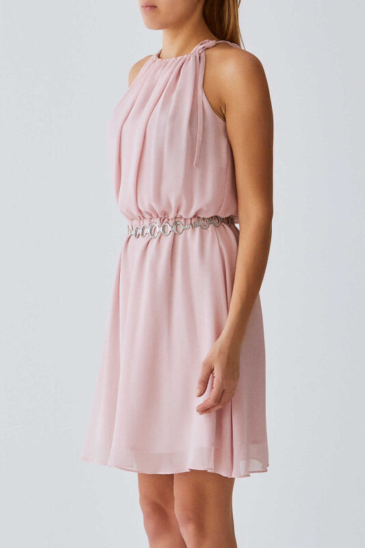 Taşlı Toz Günlük Elbise Toz Pembe - 3