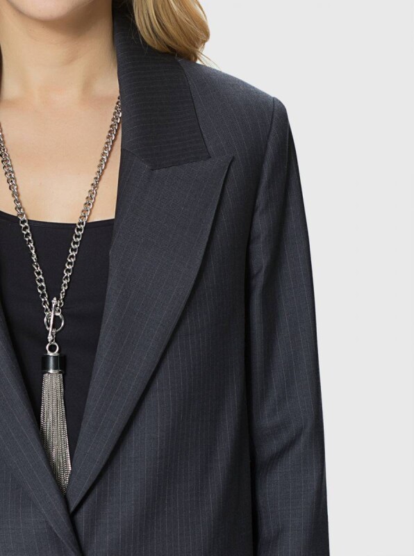  Tek Düğme Detaylı Kadın Ceket Antrasit - 3