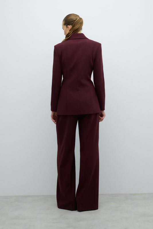 Tek Düğmeli Blazer Ceket Bordo - 2