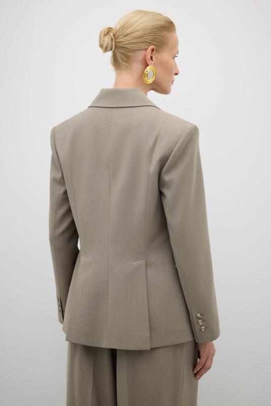 Tek Düğmeli Erkek Yaka Yün Karışımlı Ceket Kum Beji - Roman (1)