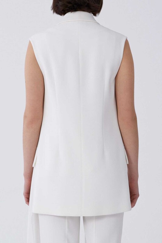 Tek Düğmeli Kısa Kol Ceket Beyaz - 2