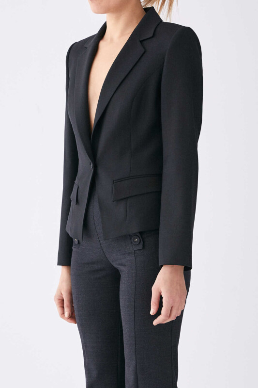  Tek Düğmeli Klasik Ceket Siyah - 3